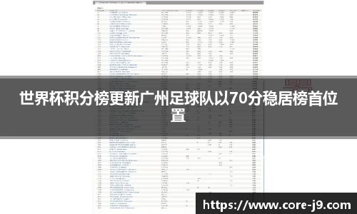 世界杯积分榜更新广州足球队以70分稳居榜首位置